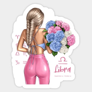 Libra Girl Pink Outfit Flowers Sticker